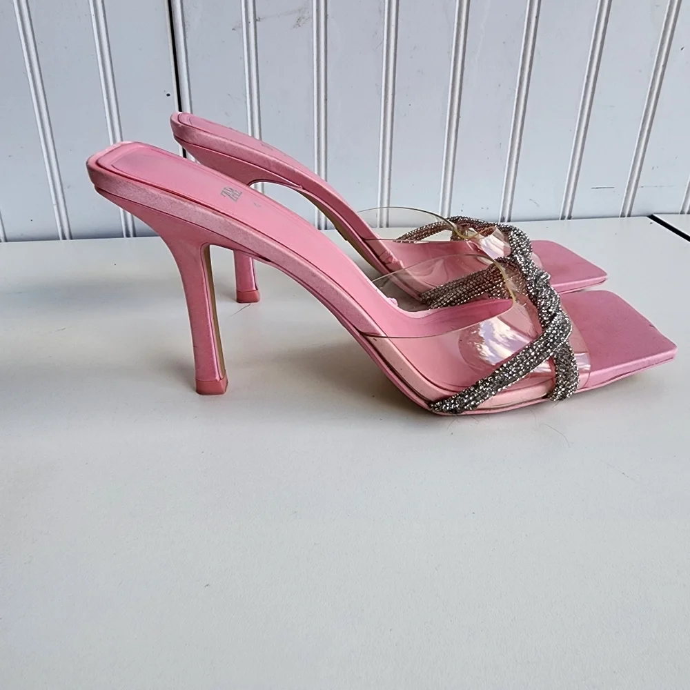 Zara Pink High Heel Slippers Women Heeled Sandals Woman Heels Sz 42 US Size 11 - Picture 5 of 10